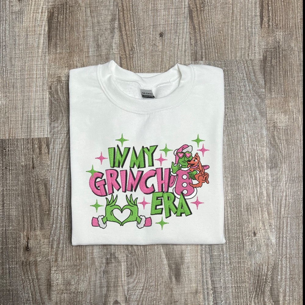 In my grinch era embroidered sweatshirt Christmas
